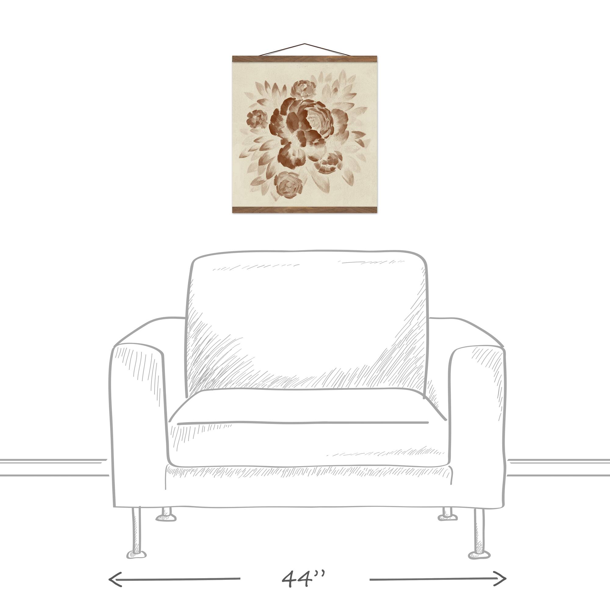 Terracotta Flower Teak Hanging Canvas